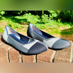 NWOB Rothy's The Flat Captoe Black Color Block Textile Travel Women’s US 9